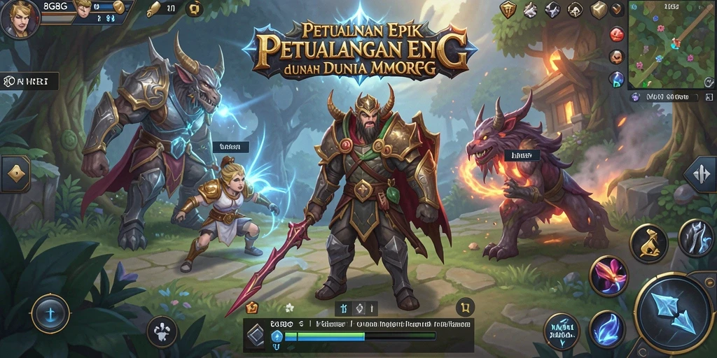Screenshot gameplay 8G8G menampilkan pertempuran epik dalam dunia MMORPG.