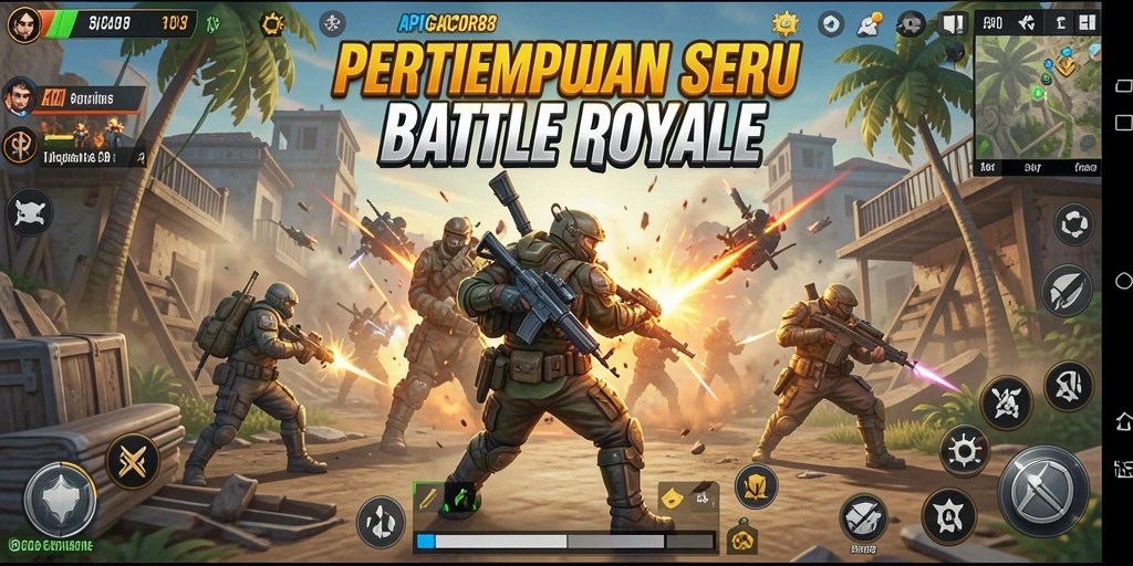 Screenshot APIGACOR88 menampilkan momen pertempuran seru dalam permainan Battle Royale.
