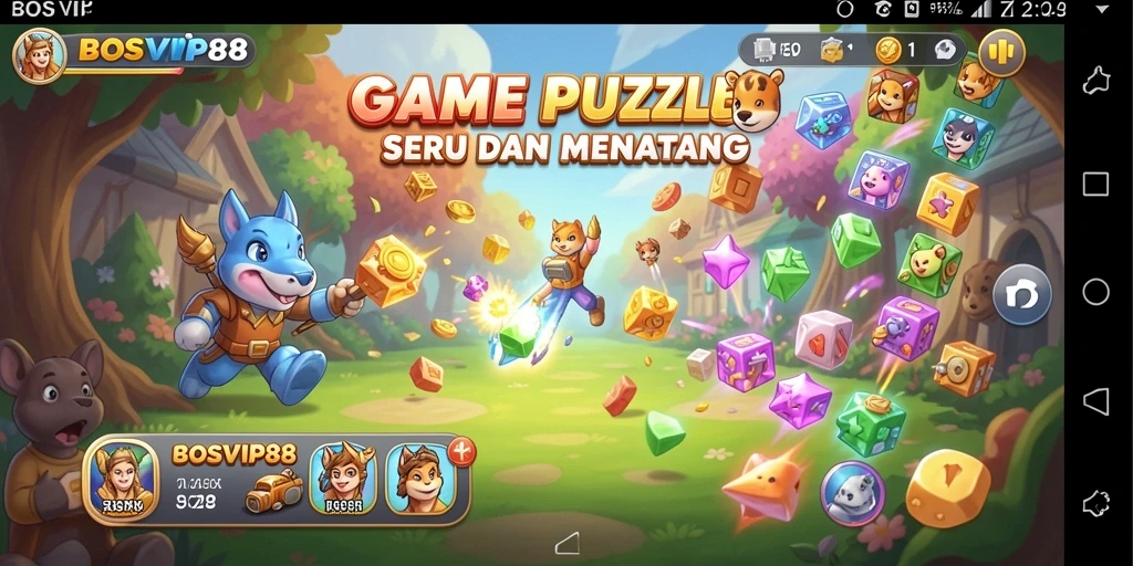Tampilan screenshot BOSVIP88 yang menarik dengan gameplay puzzle yang seru.