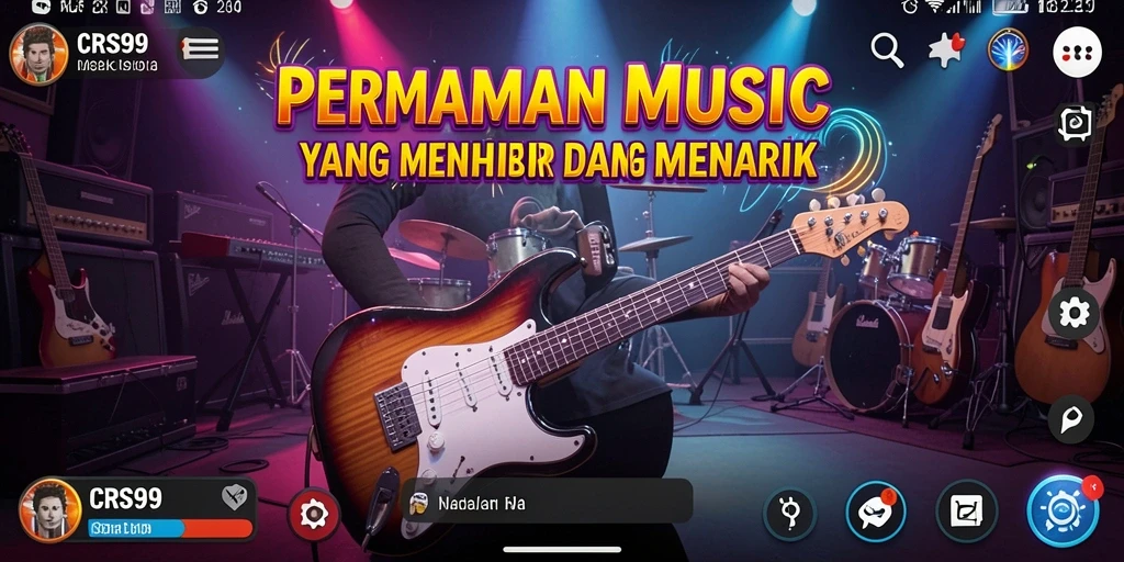 Screenshot utama CRS99 menampilkan pemain menikmati gameplay musik yang seru.