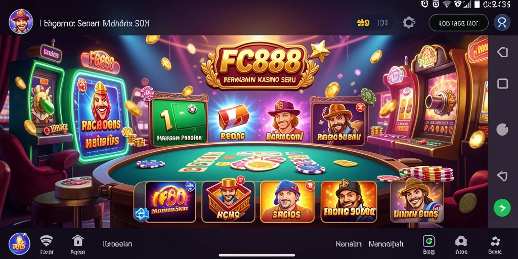 Screenshot utama FC888 menampilkan gameplay Kasino yang menarik dan penuh warna.