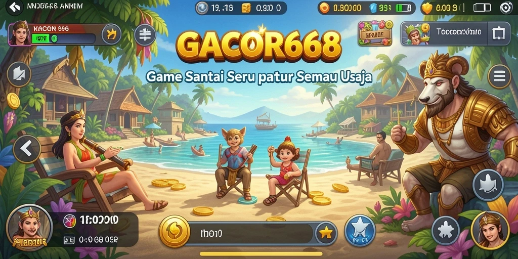 Screenshot GACOR668 menampilkan karakter colorful dan gameplay seru.