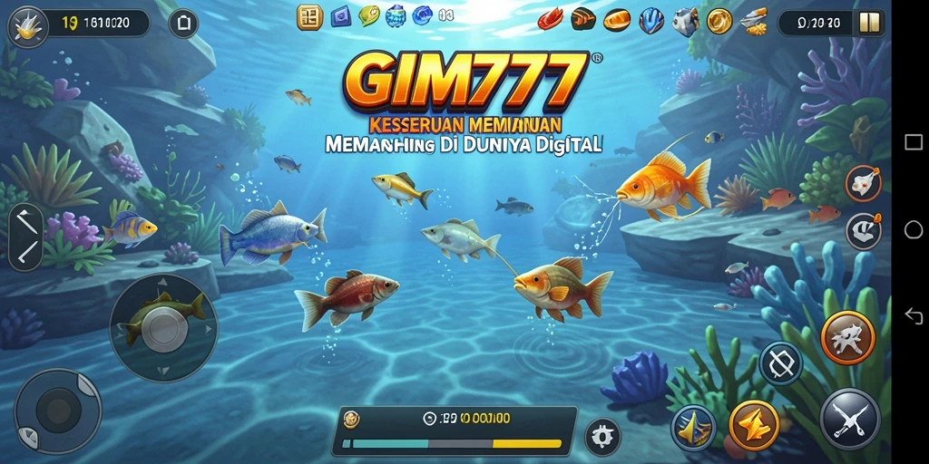 Screenshot gameplay GIM777 menunjukkan momen menangkap ikan dengan suasana yang menakjubkan.