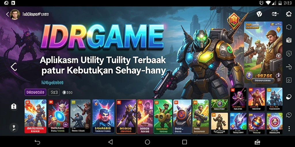 Tampilan utama IDRGAME dengan fitur-fitur Utility yang lengkap.