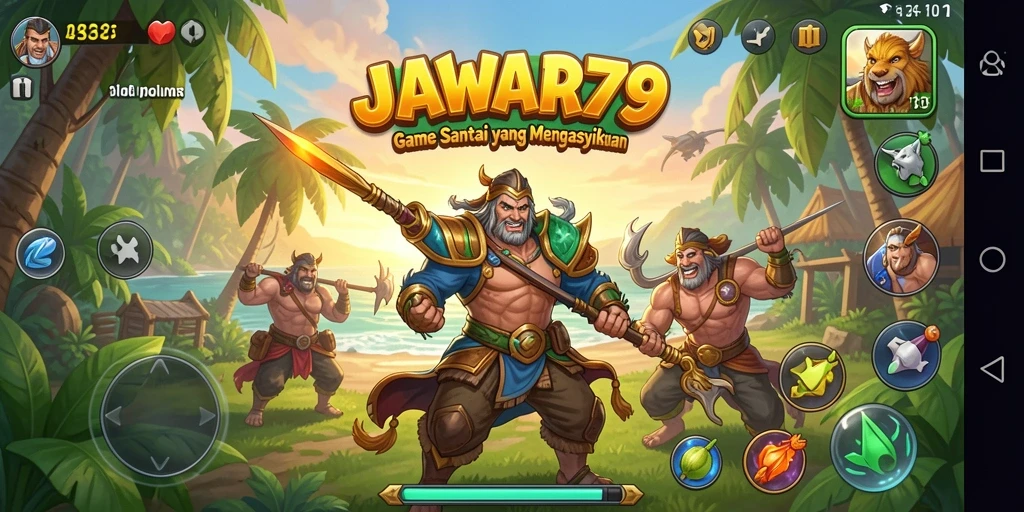Tampilan gameplay JAWARA79 yang penuh warna dan seru.