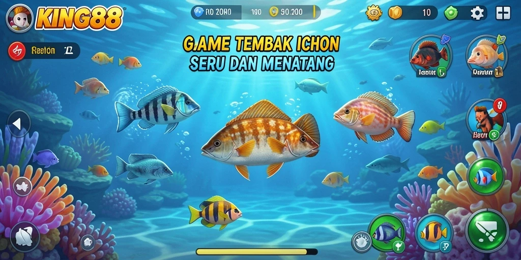 Screenshot gameplay KING88 menampilkan aksi menembak ikan yang seru.