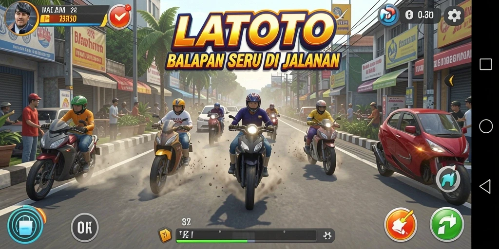 Tangkapan layar LATOTO menampilkan balapan mendebarkan di jalanan malam yang berkilau.