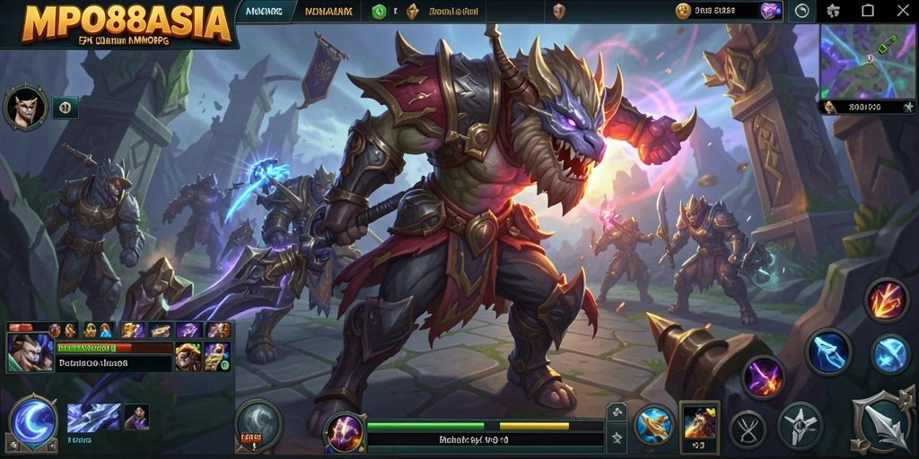 Tangkapan layar epik dari gameplay MPO88ASIA, menampilkan pertarungan dan eksplorasi.