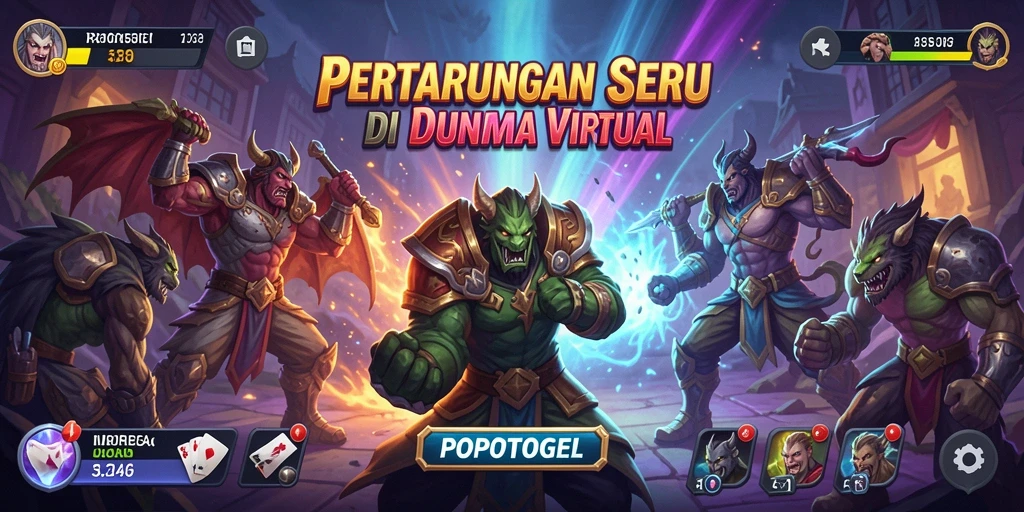 Tampilan aksi seru dalam gameplay pertarungan POPOTOGEL.