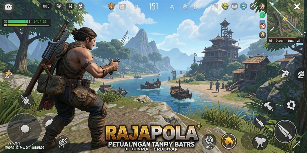 Tangkapan layar gameplay Open World di RAJAPOLA menunjukkan dunia yang luas dan mengesankan.