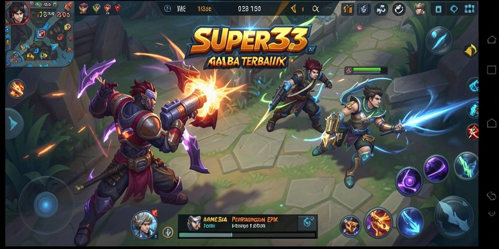 Gameplay intens dan strategis dalam SUPER33 MOBA.